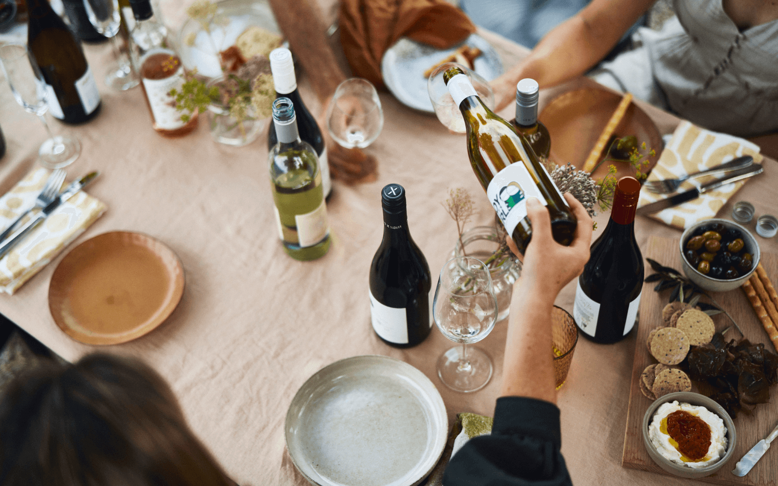 Wine bottles on a table